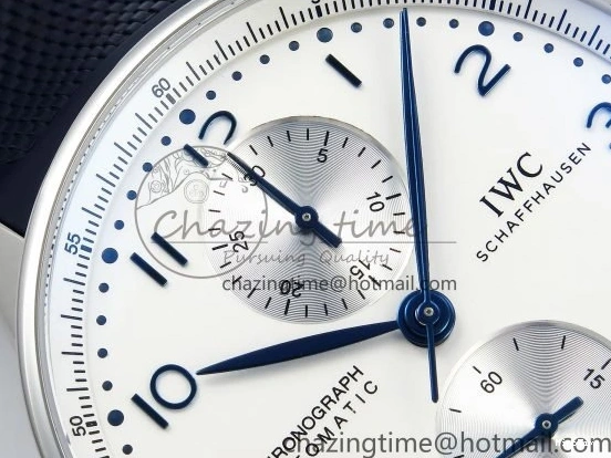 MIROTIME 0511 Casual Portuguese Chrono IW3716 Z+F 1:1 Best Edition White Dial on Blue Rubber Strap A 7016